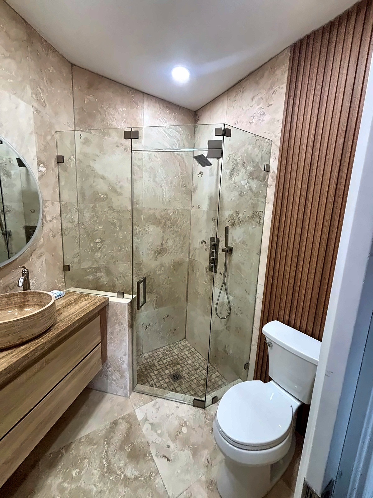 Travertine bathroom shower project